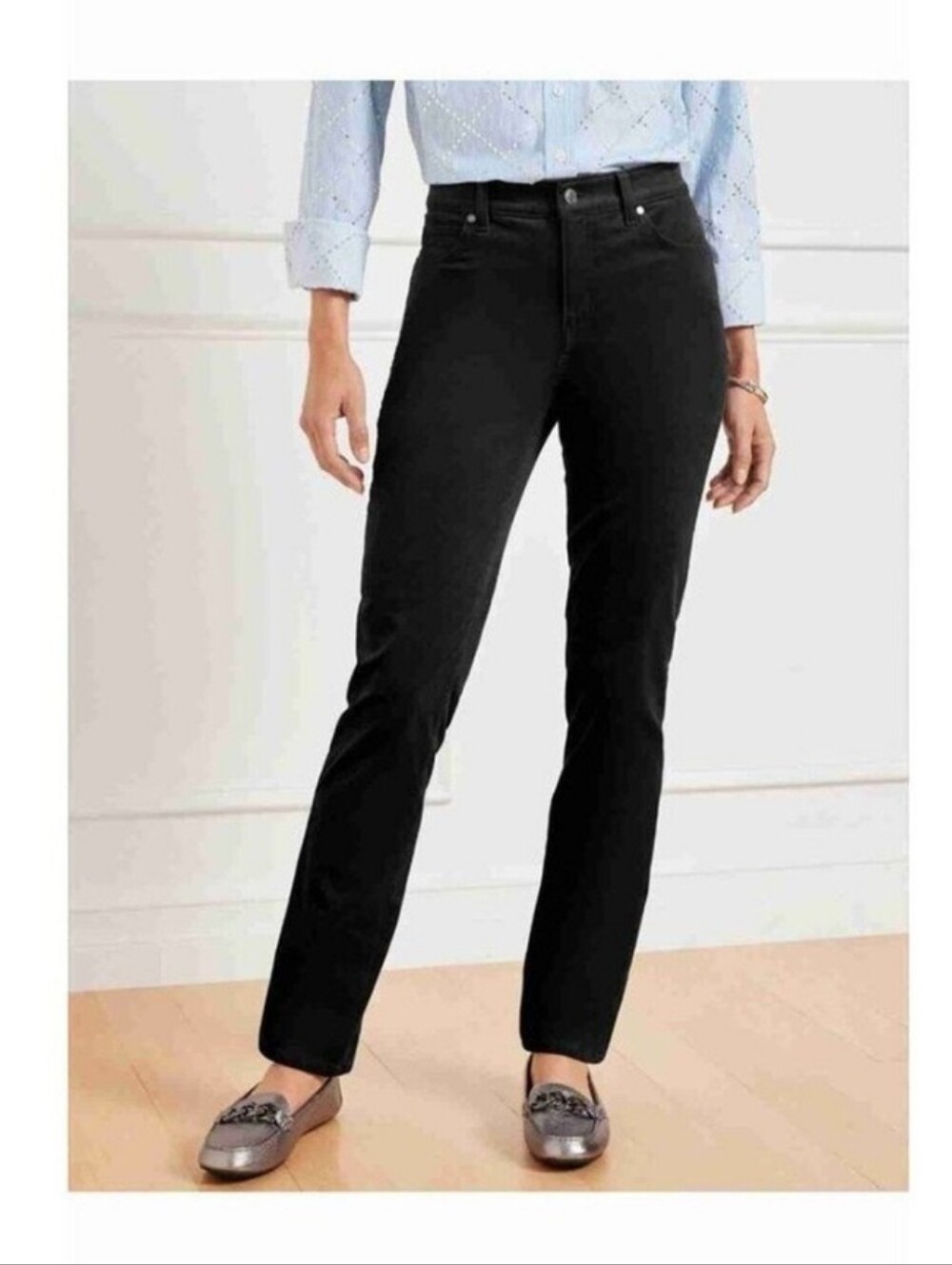 NWT! Talbots Black High Rise Straight Leg Corduroy Pants